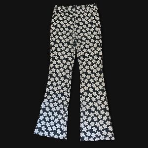 Mainstrip Women’s Tan and Black Flower Flare Pants